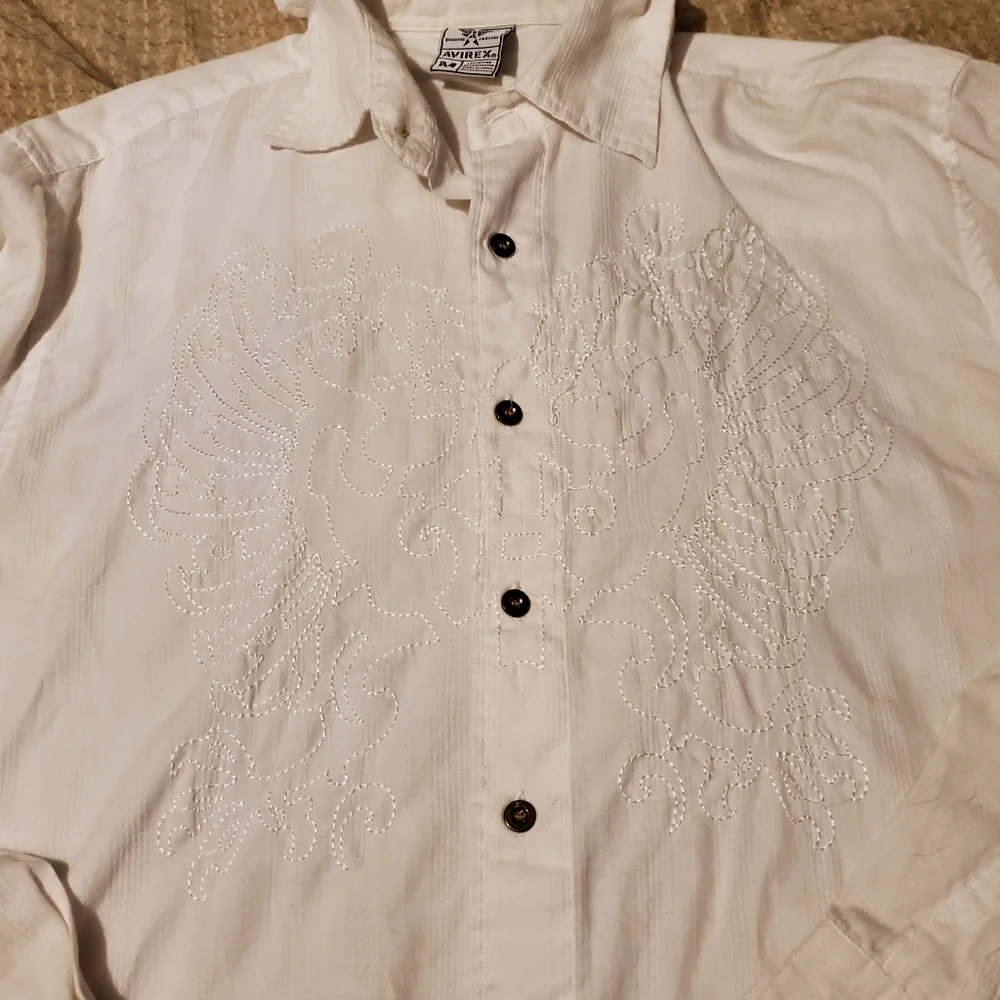 Avirex Shirt Mens Medium Embroidered Western Button Up LS Goth Vintage Y2K Rock - Picture 2 of 7
